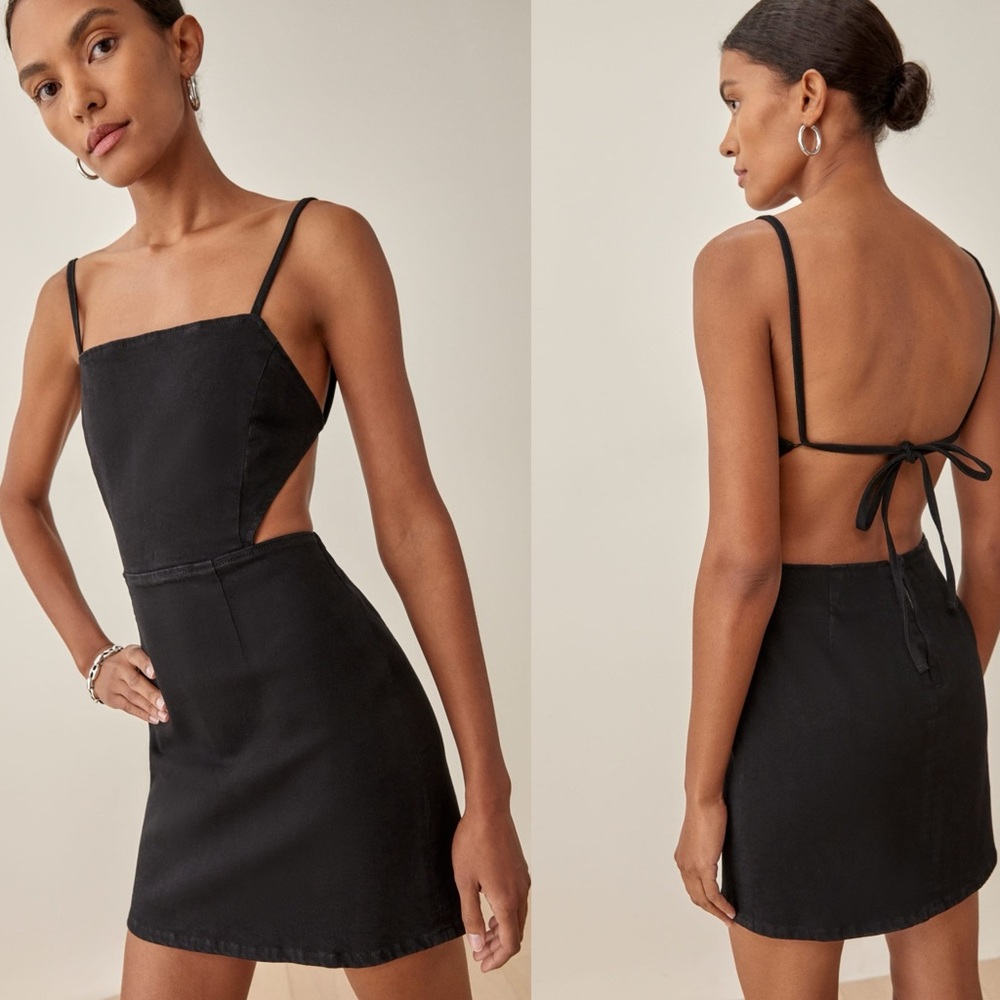 Reformation Black Mini Dress with Open Back